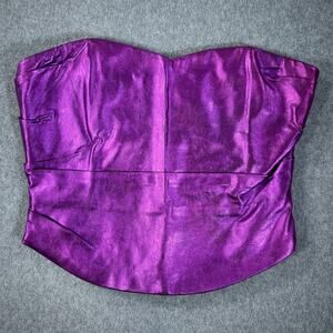 WNTRMSE Solange Strapless Top Women's 8 Purple Sweetheart Shiny Cropped